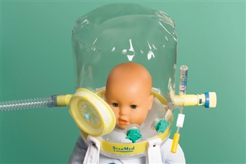 Heaume CaStar Infant avec valve de sécurité et hublot accès patient, poids approximatif du patient compris entre 7-12kg