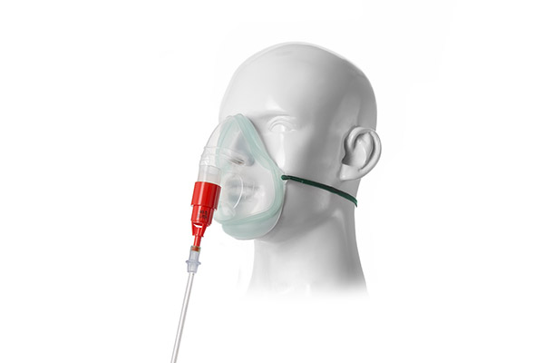 Masque oxygène adulte Intersurgical EcoLite™, avec valve venturi 40% et tuyau 1.8m, rouge