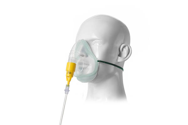 Masque oxygène adulte Intersurgical EcoLite™, avec valve venturi 35% et tuyau 1.8m, jaune