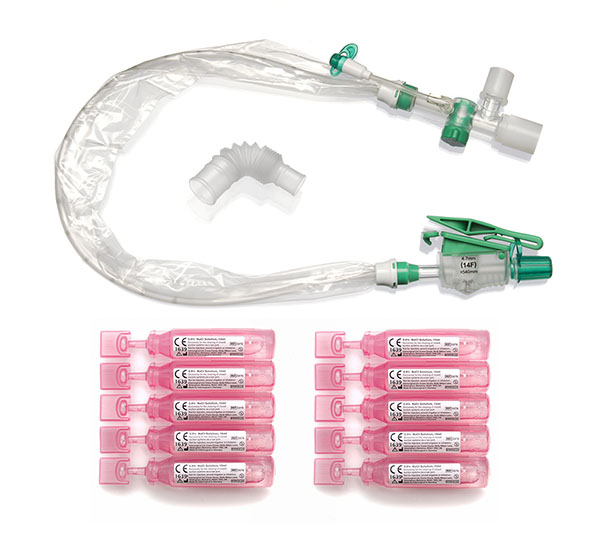 Système clos d’aspiration endotrachéale TrachSeal adulte avec ampoule NaCl, 72 heures, F14