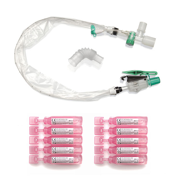 Système clos d’aspiration endotrachéale TrachSeal adulte avec ampoule NaCl, 72 heures, F10