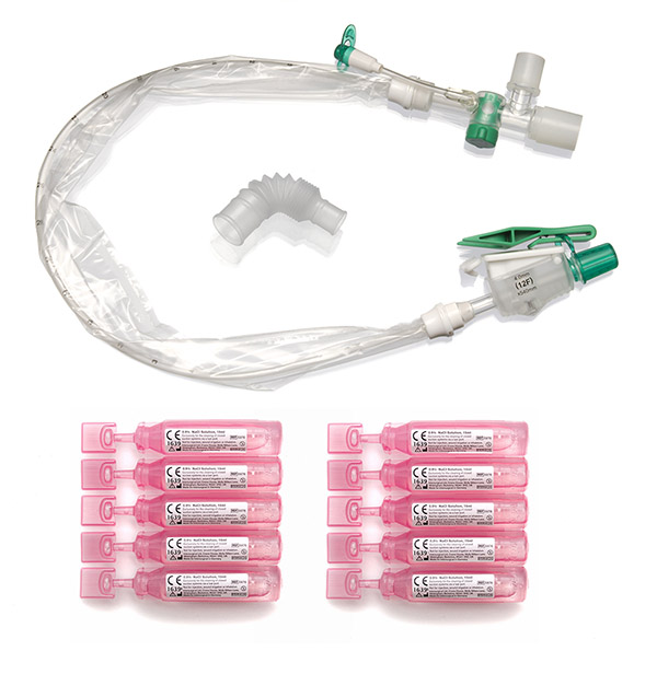 Système clos d’aspiration endotrachéale TrachSeal adulte avec ampoule NaCl, 72 heures, F12