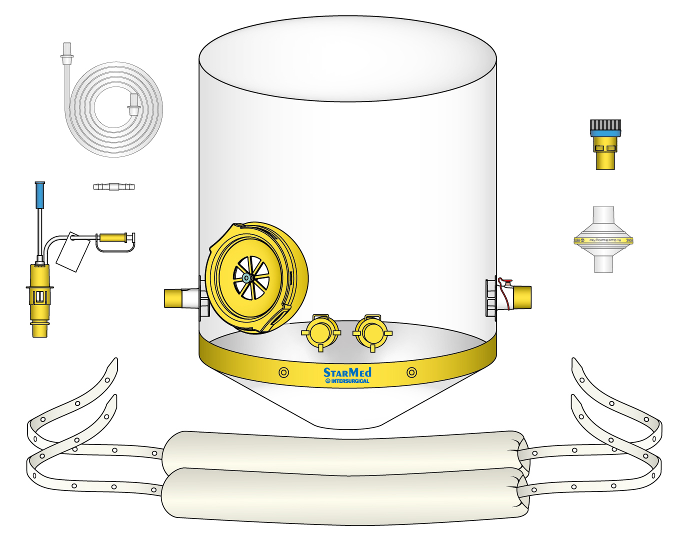 Kit pour CPAP avec heaume CaStar, système de débit venturi et valve de PEEP, extra extra grand, tour de cou ≥50cm