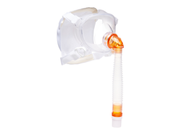 BiTrac MaxShield Select™ masque facial total pédiatrique avec coude interchangeable à fuite et valve de sécurité, tube d'extension 15cm avec raccord à rotule 22M, extra extra petit