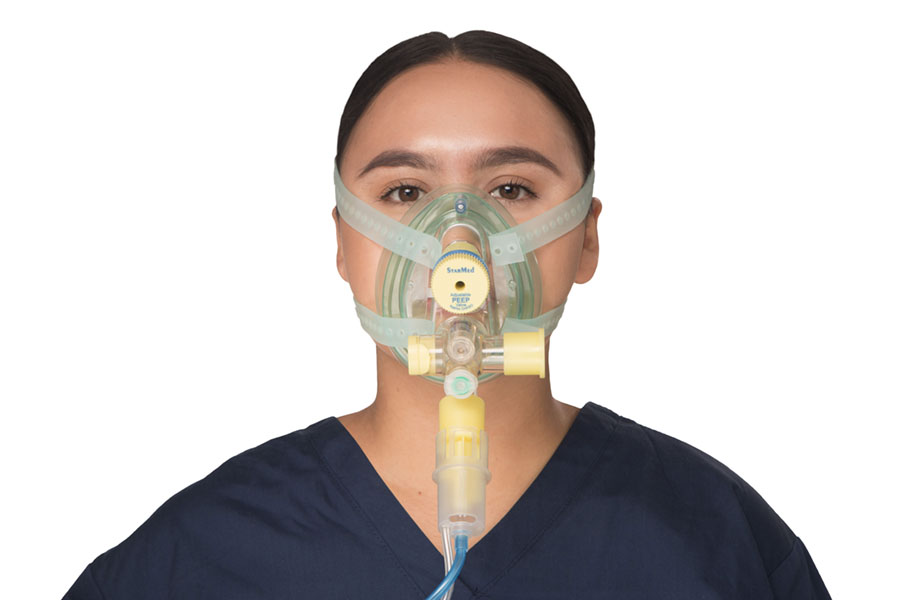 Ventumask 30 PRO avec système de débit Venturi intégré, valve de PEEP réglable, accès nébuliseur et valve de surpression, extra large