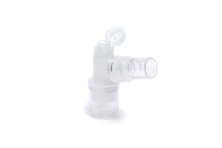 Raccord coudé à double rotule 15M-22M/15F et orifice 7.6mm avec flip top cap