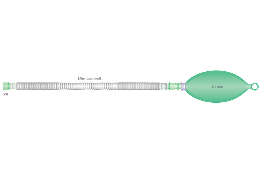 Branche de ventilation manuelle 22mm Compact™ avec ballon 2L, ≥ 1.5m