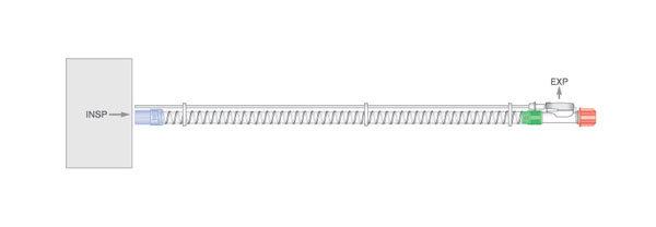 Circuit monobranche intérieur lisse 22mm avec valve d'exhalation, ≥ 1.8m