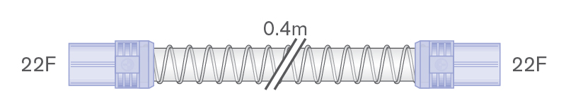 Tuyau intérieur lisse 22mm avec raccords souples 22F-22F, 0.4m