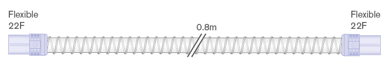 Tuyau intérieur lisse 22mm avec raccords souples 22F-22F, 0.8m